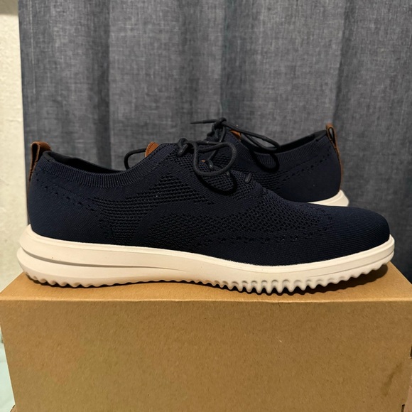 Cole Haan Grand Stretch Knit Wing Tip Oxford shoes navy blue C37369 Mens Sz 13M - Picture 4 of 9